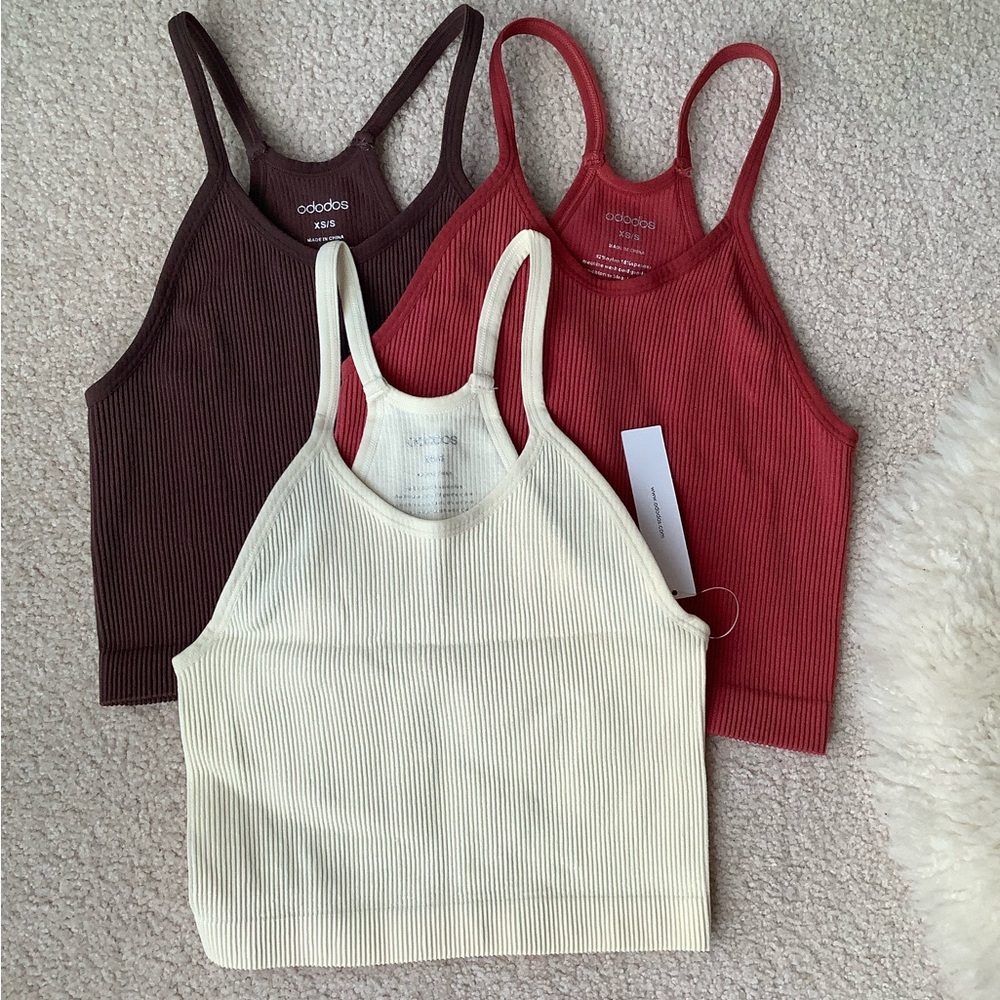 Crop 3-Pack Seamless Rib-Knit Camisole Tank Tops